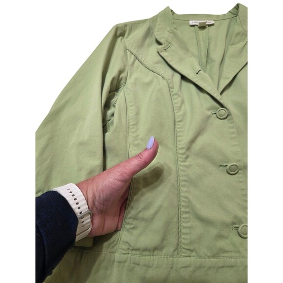 Coldwater Creek Jacket Women's 14 Lime Green 3/4 Sleeves Pockets Cotton I9.1 - Picture 3 of 10